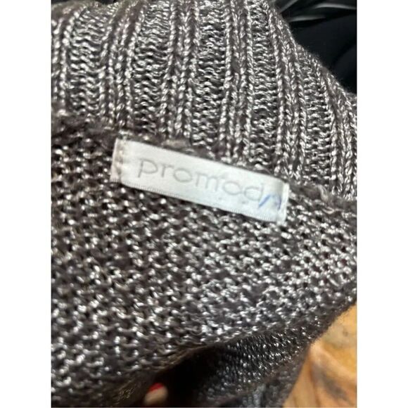 Promod S grey shimmer short sleeve open front cowl collar caravan w/fabric belt - Picture 6 of 6